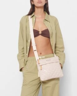 Rose Rec With Sequin Metro Flat Crossbody