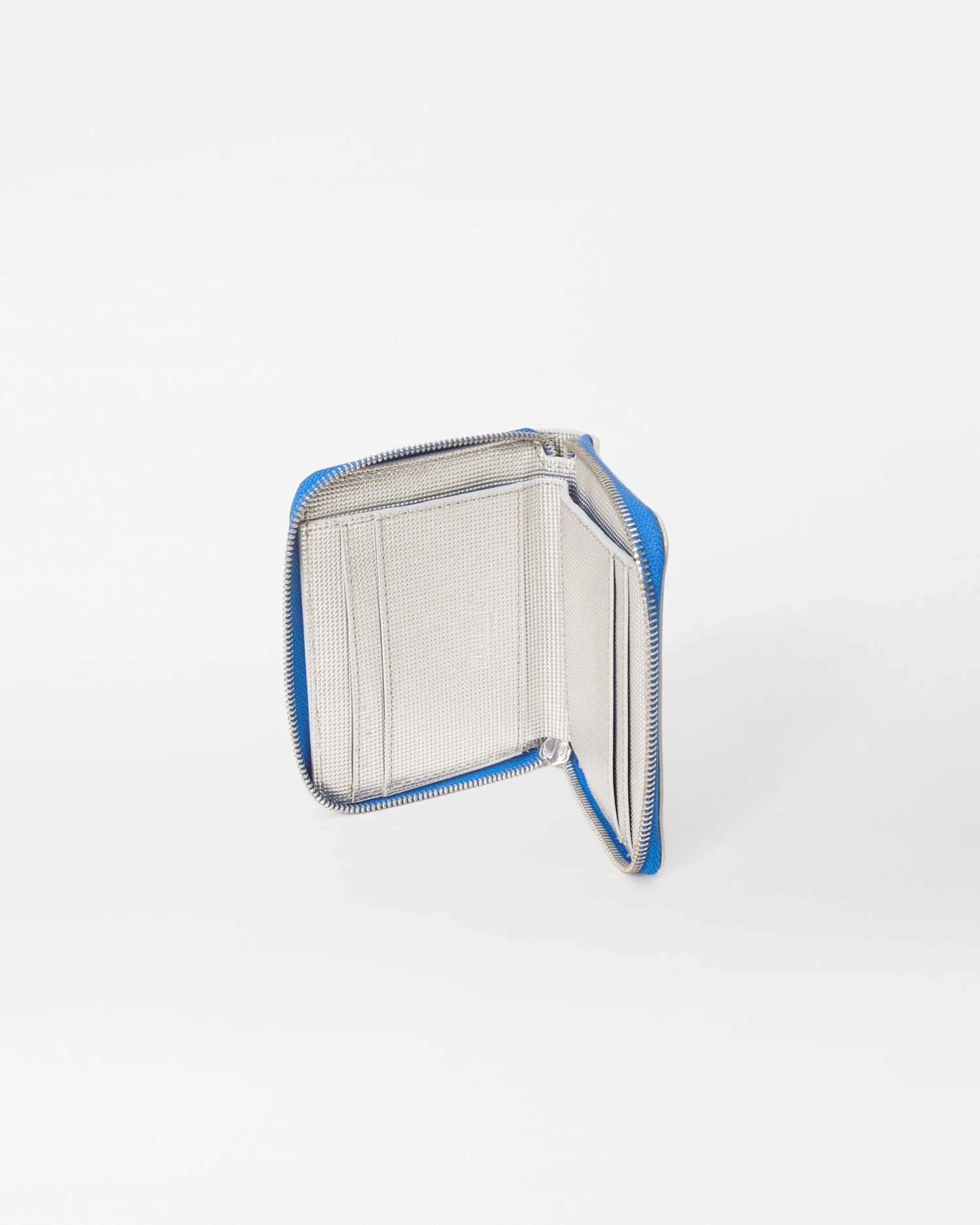 Silver Metallic Small Zip Round Wallet - Image 3