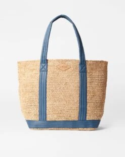 Raffia With Denim Large Raffia Tote