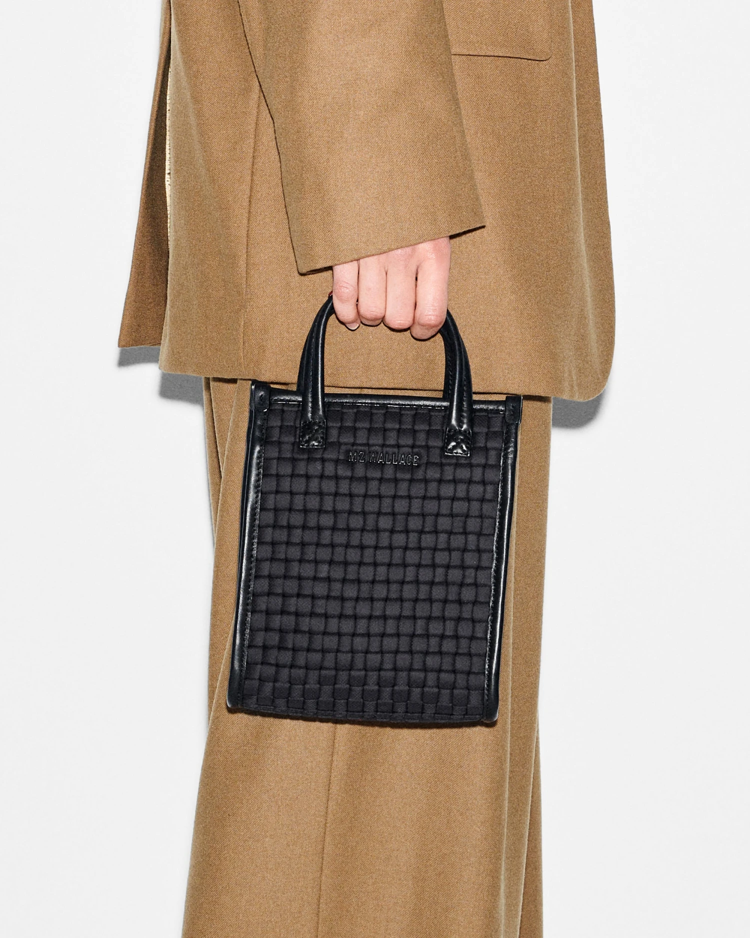 Black Micro Woven Box Tote - Image 5